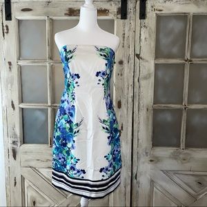 New York & Company strapless floral dress size 8